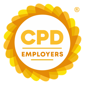 The CPD Group Employer Registered Logo; A round yellow and orange crest with CPD Employers text in the middle.