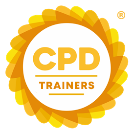 Yellow and orange circular CPD Logo containing text CPD Trainers