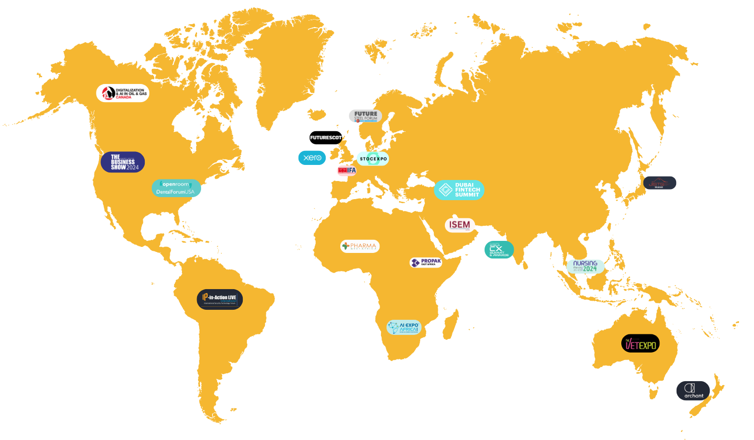 Map of global cpd accredited events by the cpd group