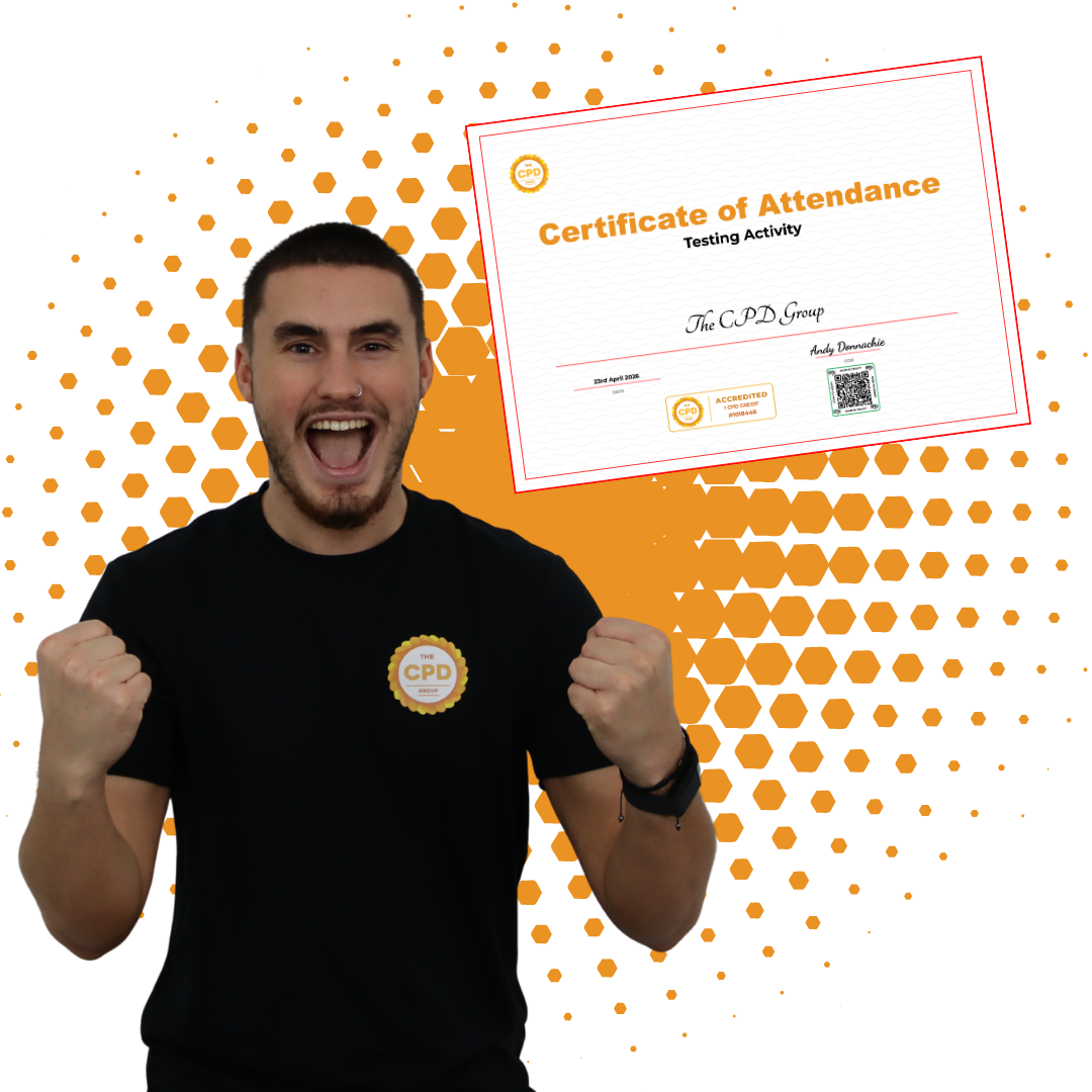 Branded CPD-accredited course certificate with QR verification