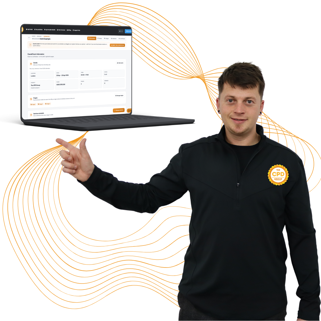 Branded CPD-accredited event certificate with QR verification