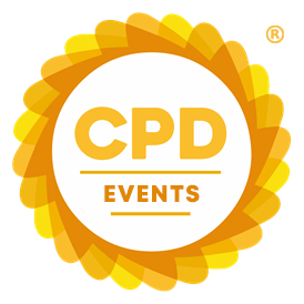 The CPD Group Events Registered Logo; A round yellow and orange crest with CPD Events text in the middle.