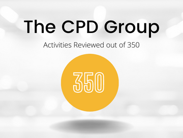Yellow circle containing a green tick and number 600. Heading reads: The CPD Group
