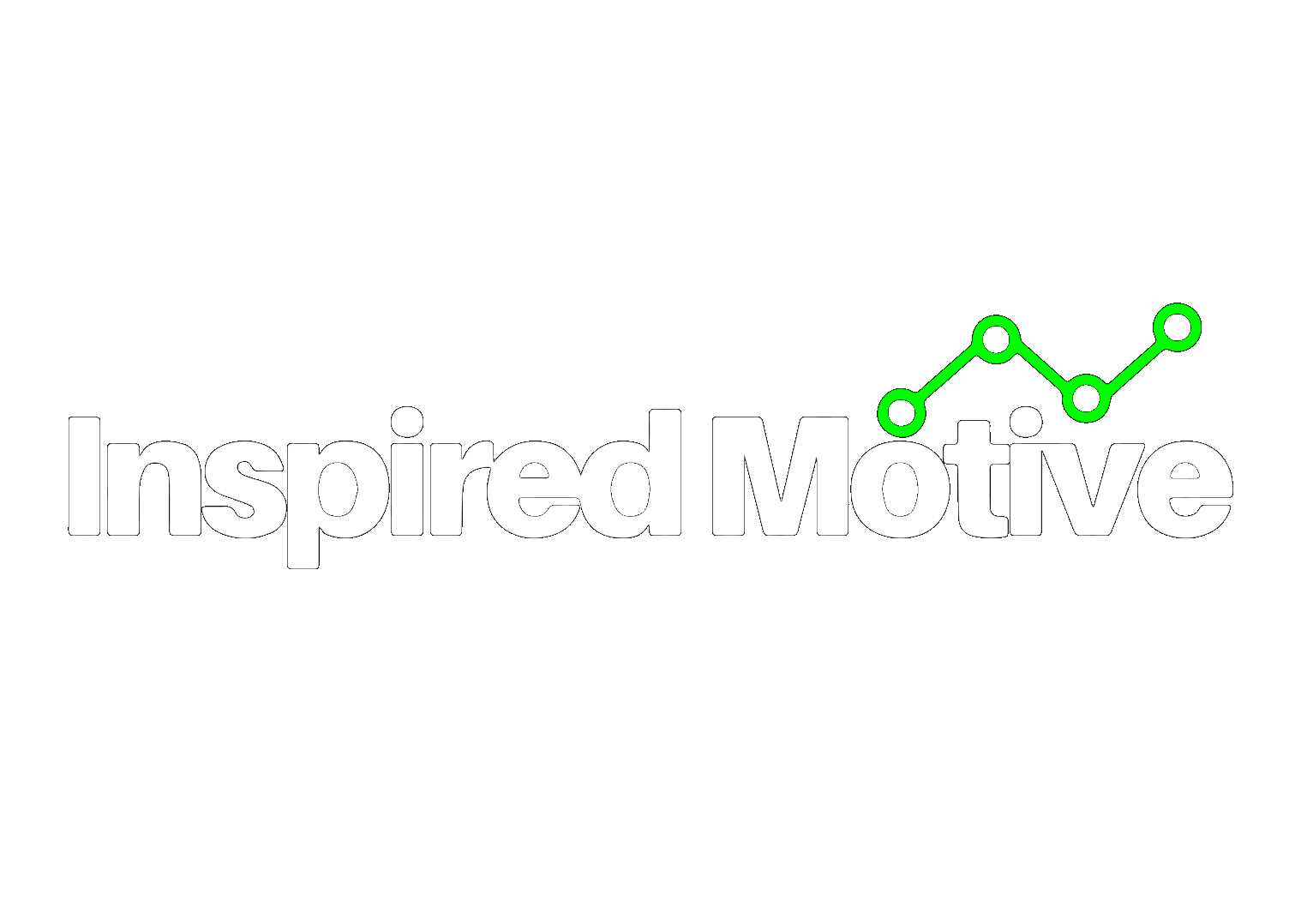 Inspired Motive written in white with a green connector above motive